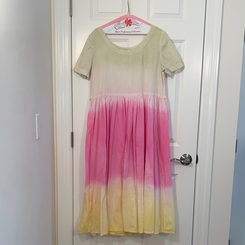 Pink and Yellow Ombre Dress size L